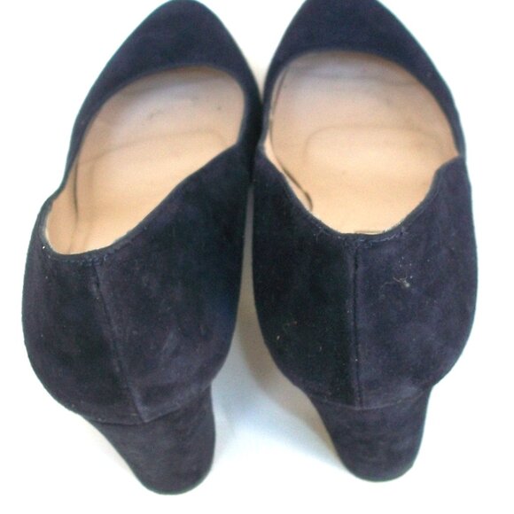 L.K.Bennett Sloane Square London Near-New-Navy Suede Classic High Heel Pumps - Picture 7 of 8